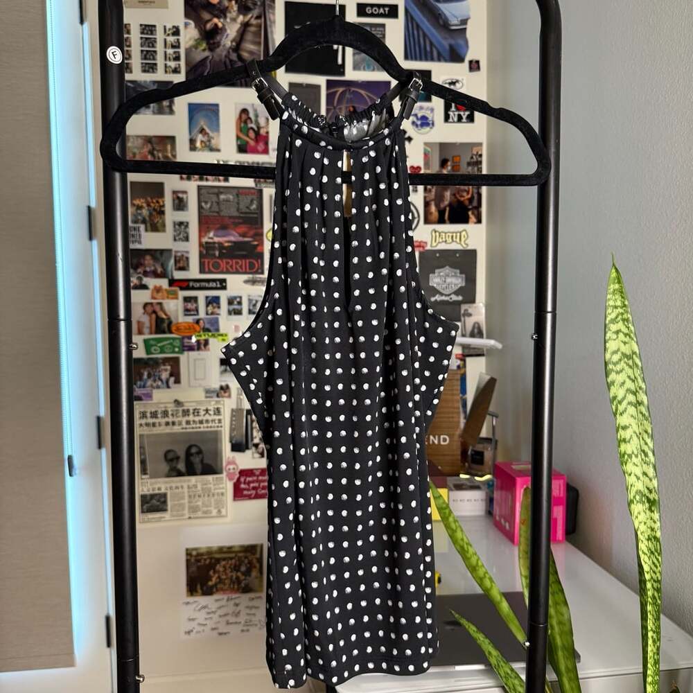 Vintage Michael Kors Polka Dot Halter Top Size S Black